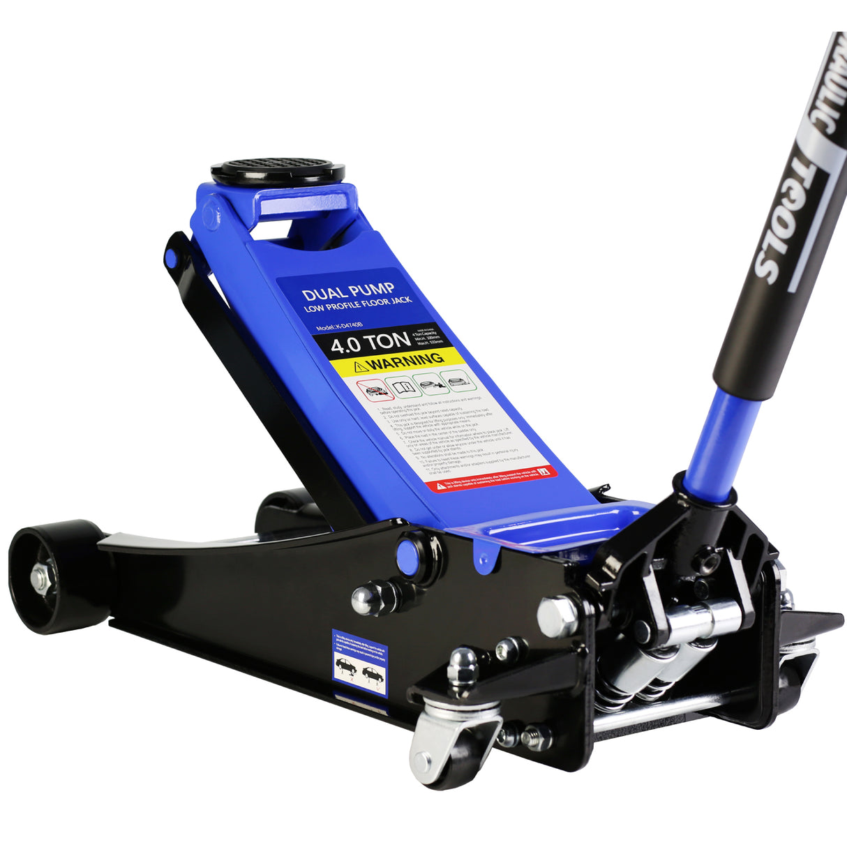 4 Ton Low Profile Heavy-Duty Steel Racing Floor Jack with Dual Piston Quick Lift Pump Lifting Range 4"-21"