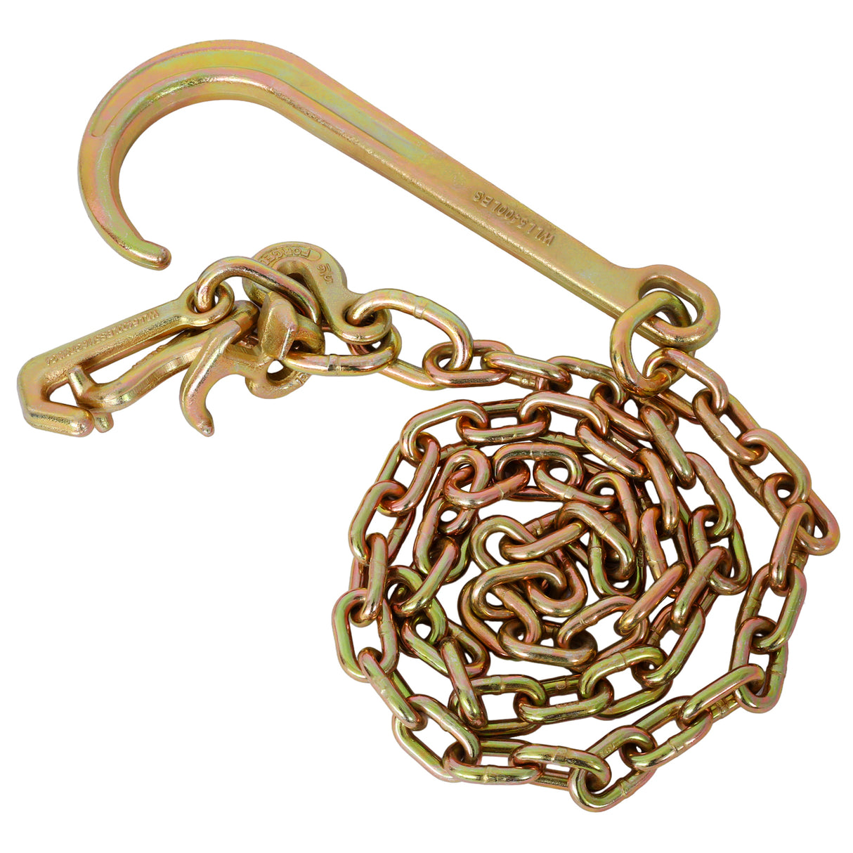 2 Pcs 5/16" x6' Leg G70 15" Long Shank J Hook Tow Chain w/RTJ Cluster Grab 4700 lbs WLL Heavy Duty