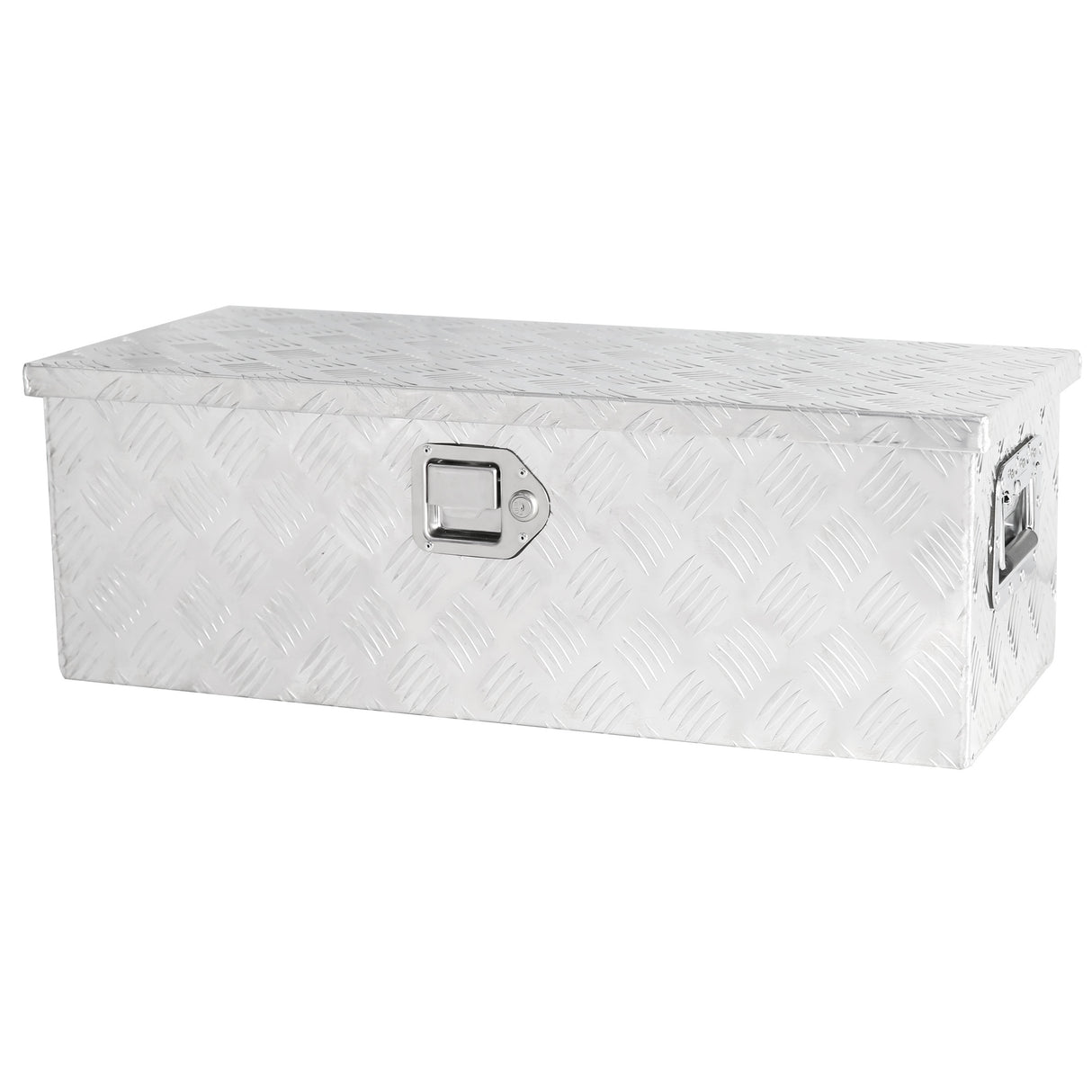 30 Inch Truck Box Heavy Duty Silver Aluminum 5 Bar Tread Tool Long Box with Lock Keys 30.1"×12.8"×10.4"