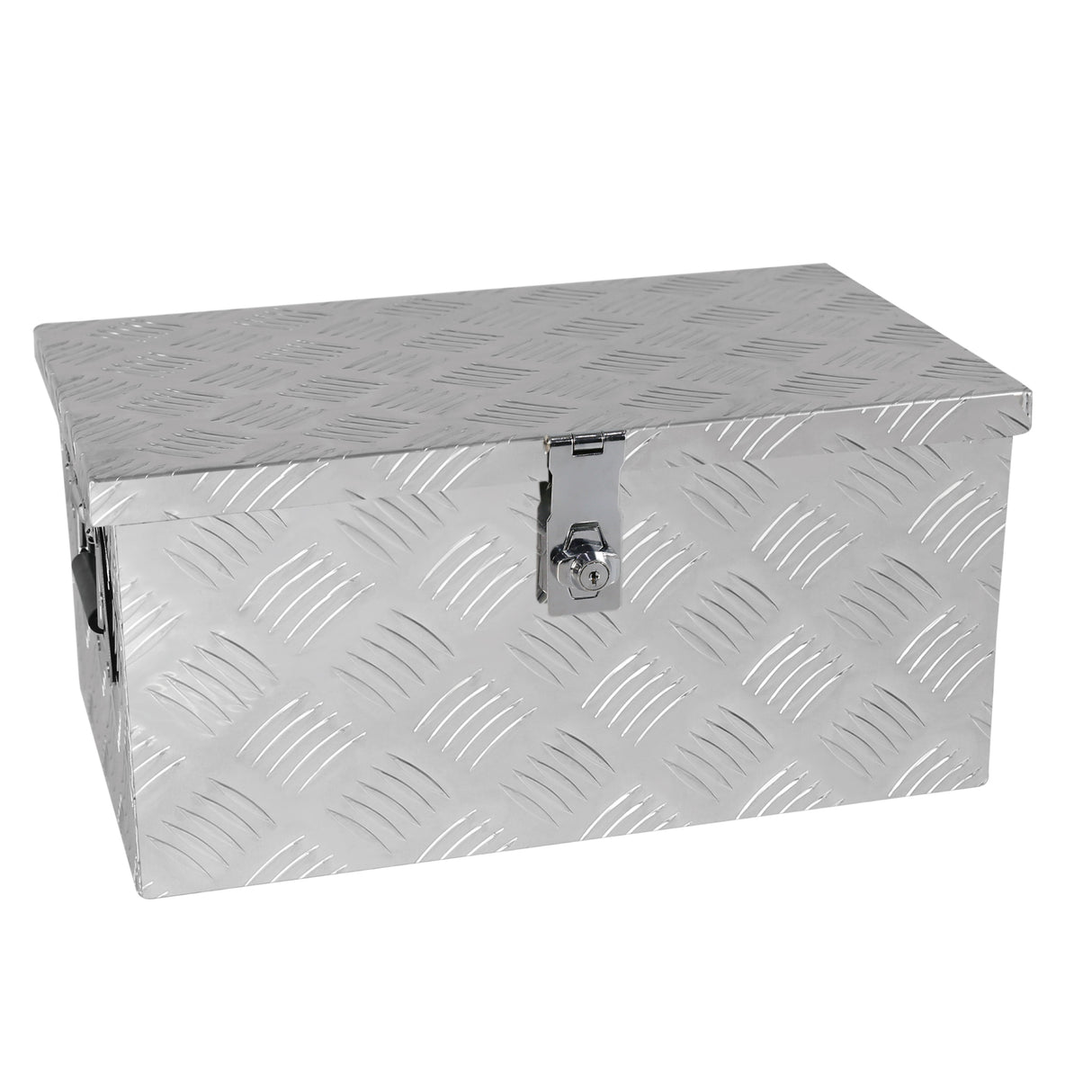 20 Inch Truck Box Silver Aluminum Tool Long Box 5 Bar Tread Flat with Lock Side Handle and Keys 20.1"×11.8"×9.3"