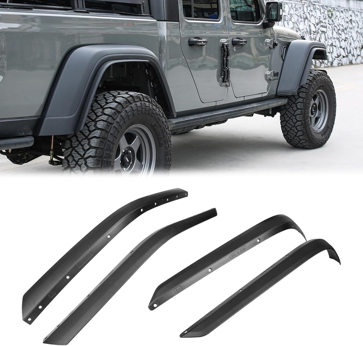 4 PCS Front & Rear Fenders Fits for 2020-2024 Jeep Wrangler Gladiator JT Mojave & Rubicon Off-Road Wheel Fender (Only Fit High Clearance Fender Flares)