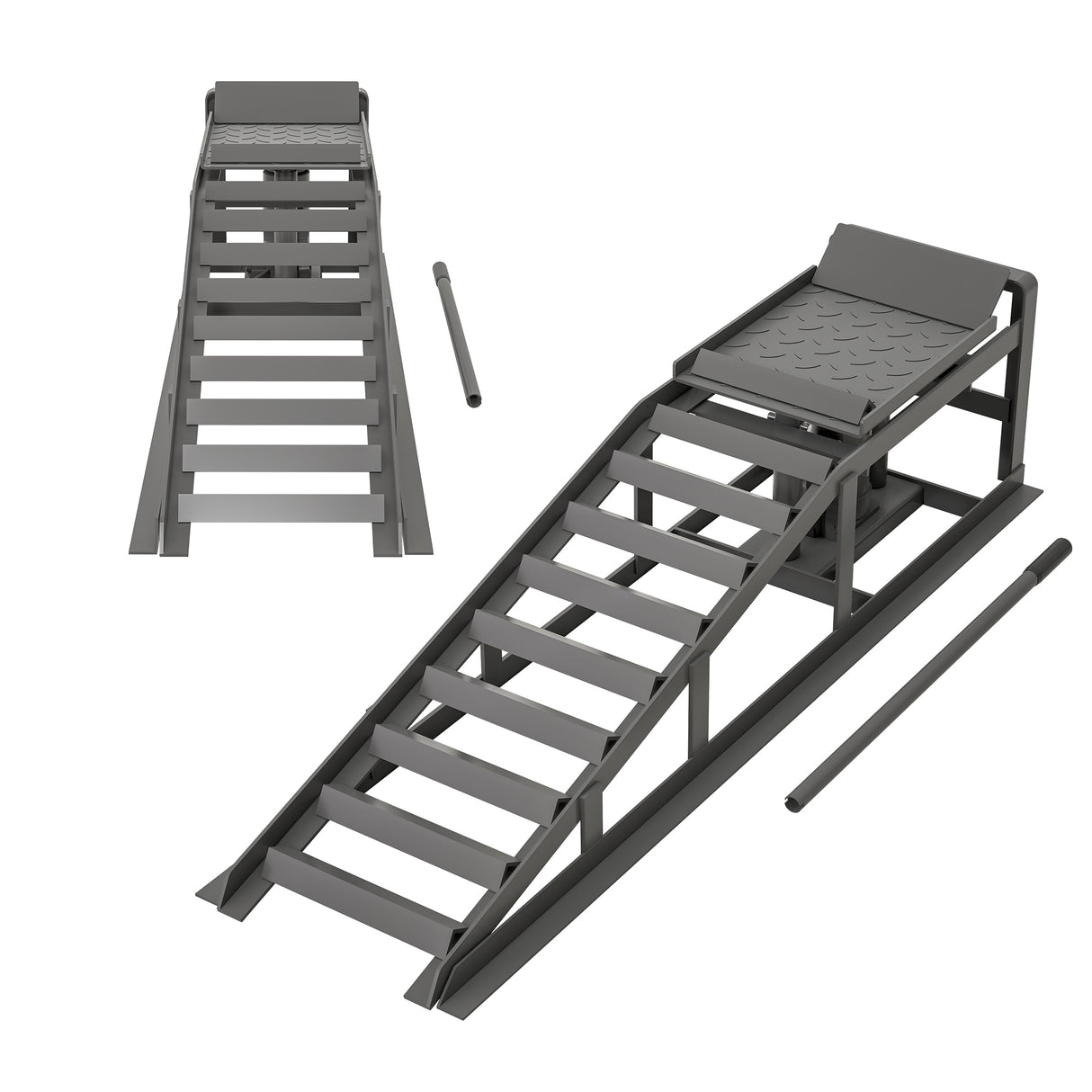 2-pakowe hydrauliczne rampy samochodowe 5T 11000lbs Niskoprofilowy podnośnik Ciężarówka serwisowa Przyczepa Wysokość garażu Pojazd - szary