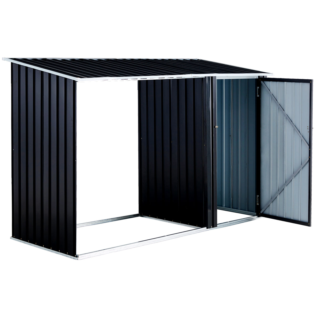 Outdoor Firewood Storage Shed Rack with Log Holder Galvanized Steel 98”