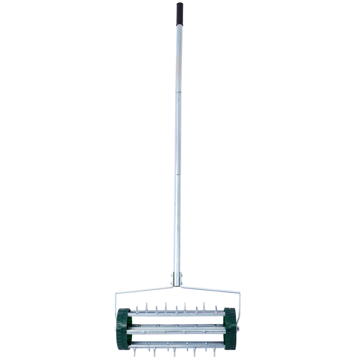 Spike Lawn Aerator Heavy Duty Rotary Push with Steel Handle--Green