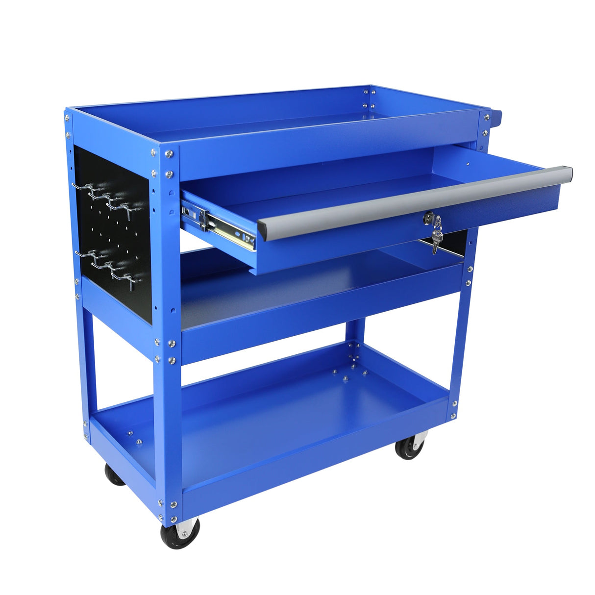1 - Drawer Utility Rolling Cart Tool Heavy Duty with Wheels and Locking System - Blue - Fab Heavy Parts
