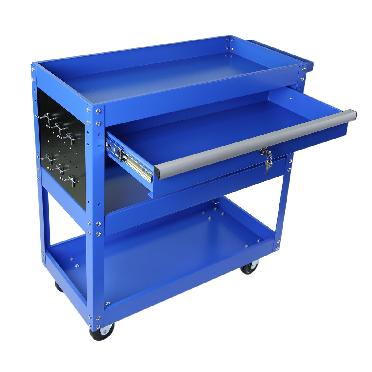 1 - Drawer Utility Rolling Cart Tool Heavy Duty with Wheels and Locking System - Blue - Fab Heavy Parts