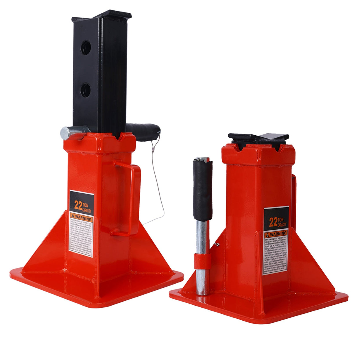 1 Pair Heavy Duty Pin Type Professional Car Jack Stand with Lock 44,000 Lbs Capacity - Red - Fab Heavy Parts