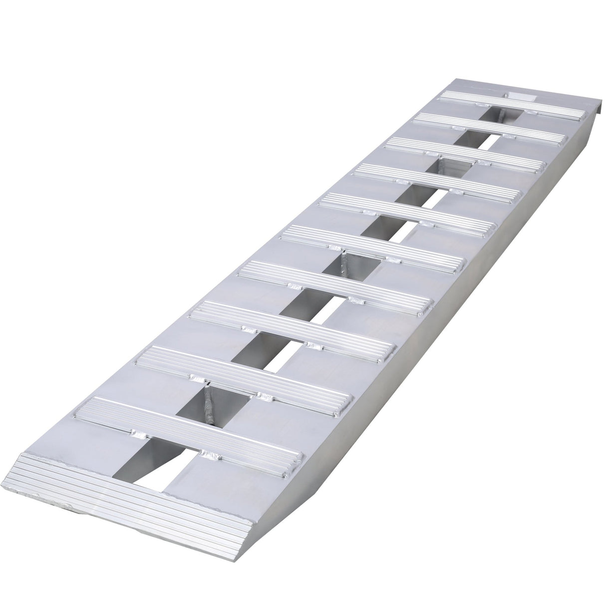 1 Pair Heavy - Duty Ramps with Top Hook Attaching End Universal Loading 60" X 12" 6600 LBS Aluminum - Silver - Fab Heavy Parts
