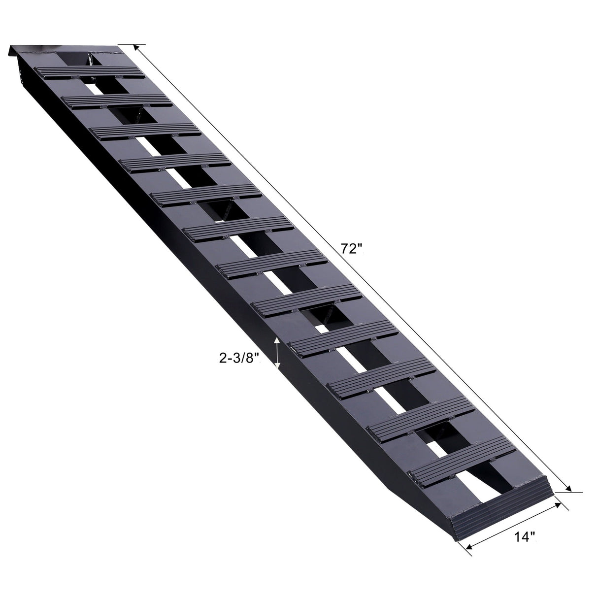 1 Pair Heavy - Duty Ramps with Top Hook Attaching End Universal Loading 72" X 14" 8800 LBS Aluminum - Black - Fab Heavy Parts