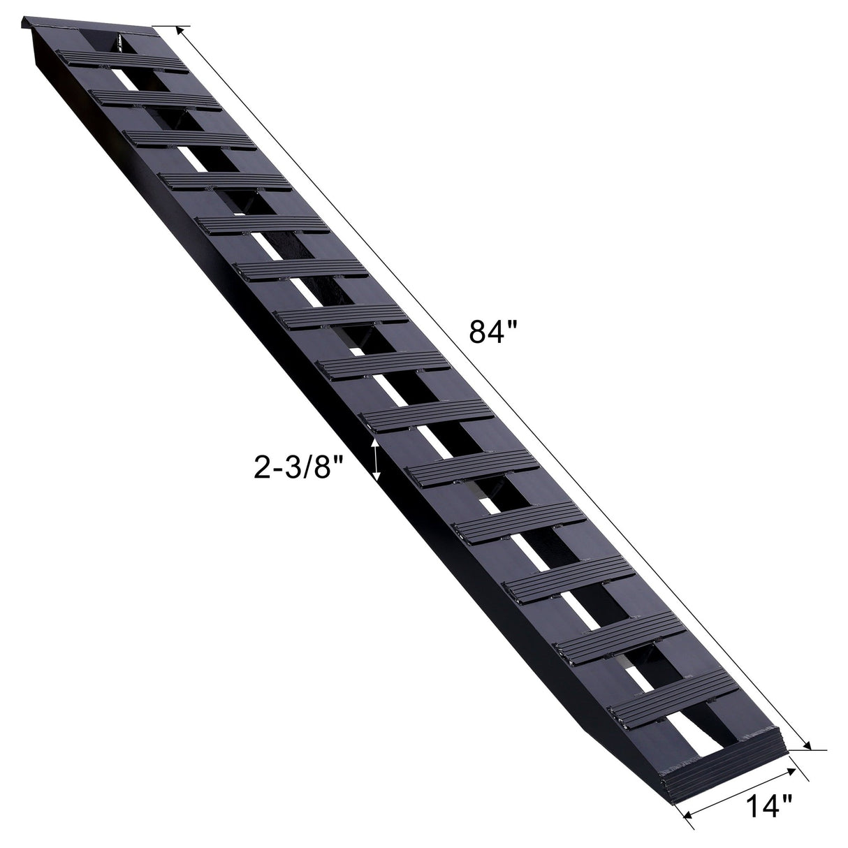 1 Pair Heavy - Duty Ramps with Top Hook Attaching End Universal Loading 84" X 14" 8800 LBS Aluminum - Black - Fab Heavy Parts