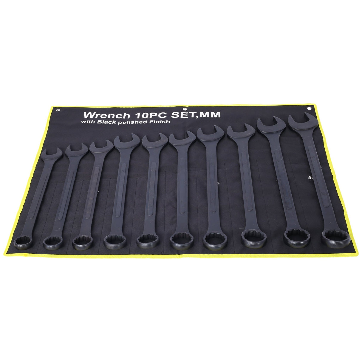 10 PCS Metric Jumbo Combination Wrench Set Extra Large Black - Oxide 34 36 38 41 42 44 45 46 48 50mm with Pouch - Fab Heavy Parts