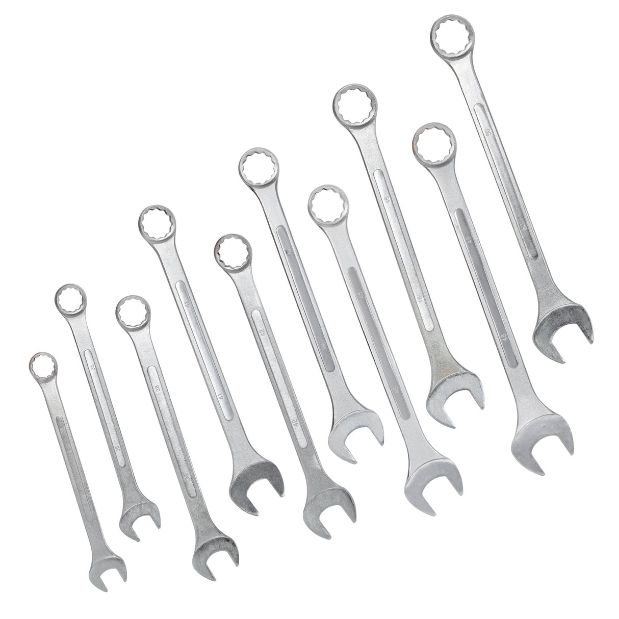 10 PCS Metric Jumbo Combination Wrench Set Extra Large, MM 34, 36, 38, 41, 42, 44, 45, 46, 48, 50mm - Chrome Plated - Fab Heavy Parts