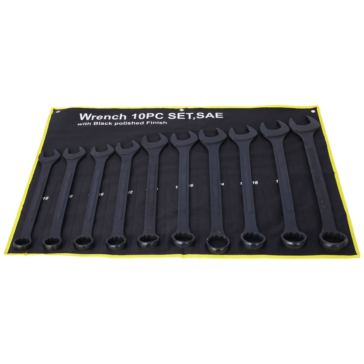 10 PCS SAE Jumbo Combination Wrench Set Extra Large Black - Oxide 1 - 5/16" - 2" with Pouch - Fab Heavy Parts