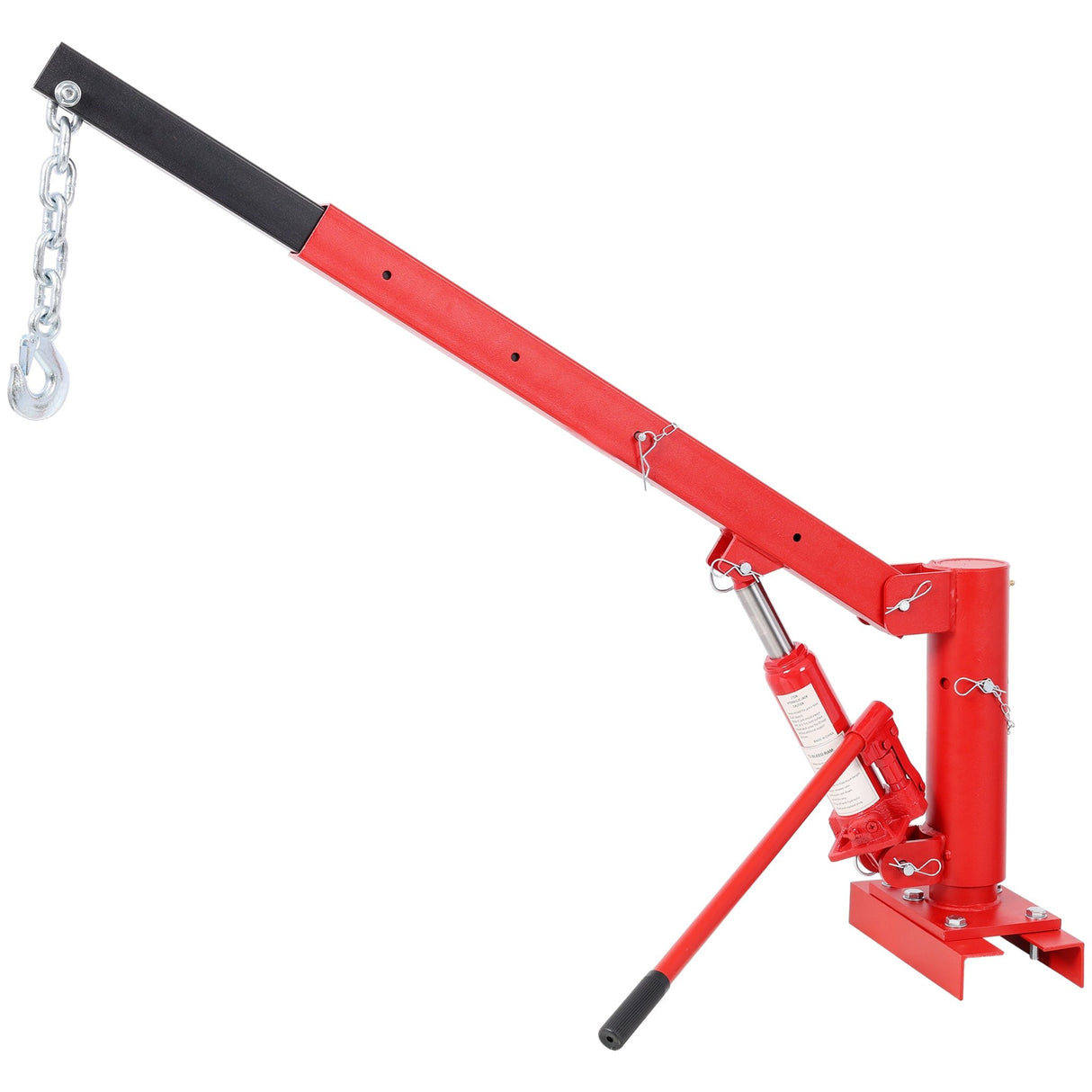 1000lbs Capacity Pickup Truck Extra Hoist Lift Load Jib Crane Extension Lock Position Swivel Base Mounted - Red - Fab Heavy Parts