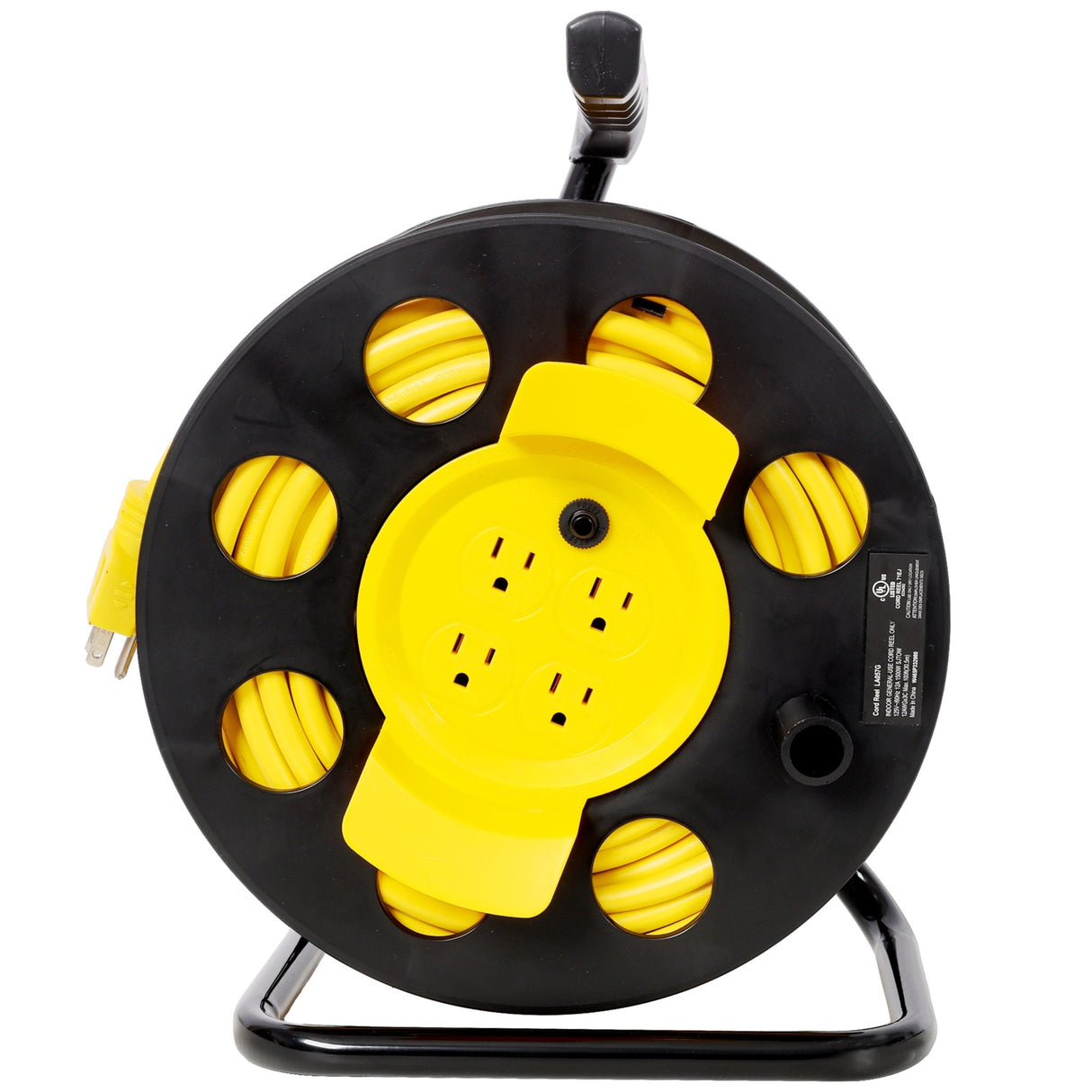 100FT Length Cable Heavy Duty Retractable Extension Cord Reel with 4pcs Outlets and Dust Cover - Fab Heavy Parts