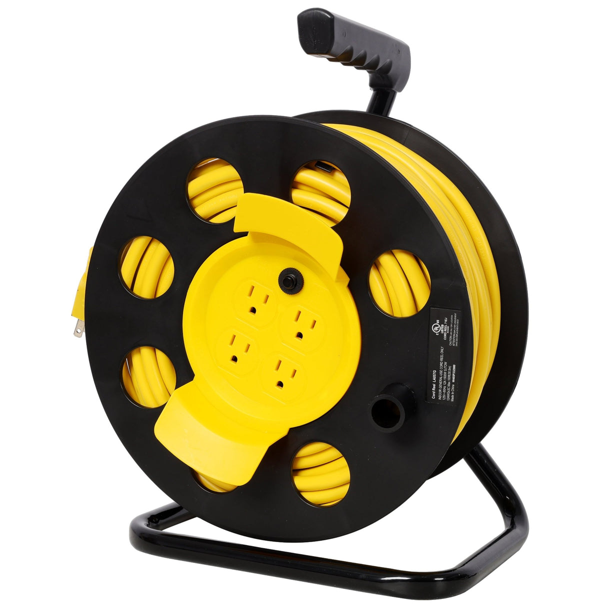 100FT Length Cable Heavy Duty Retractable Extension Cord Reel with 4pcs Outlets and Dust Cover - Fab Heavy Parts