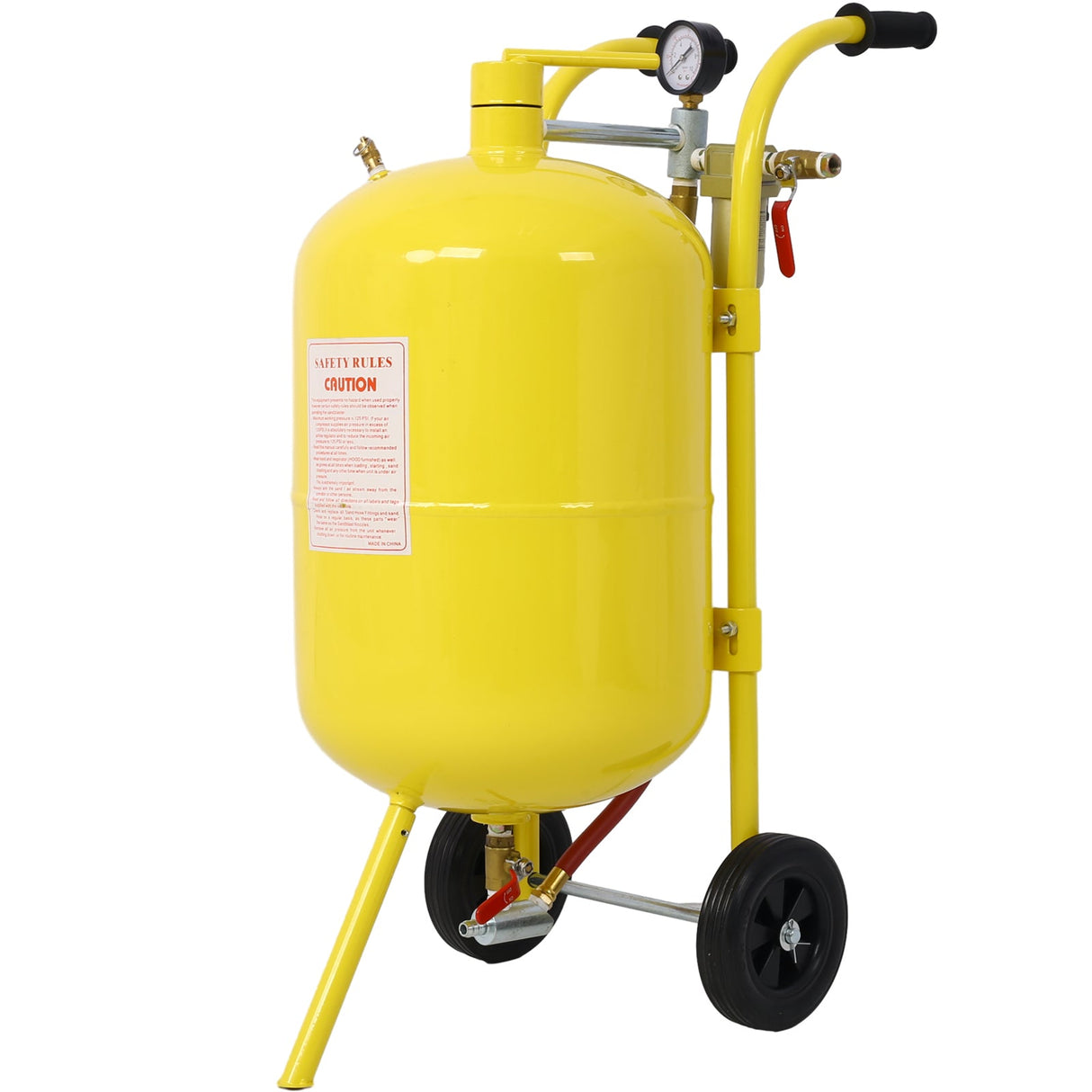 10Gal Pot Sandblaster 125 Psi Pressure Sand Blasting Complete Kit - Yellow - Fab Heavy Parts