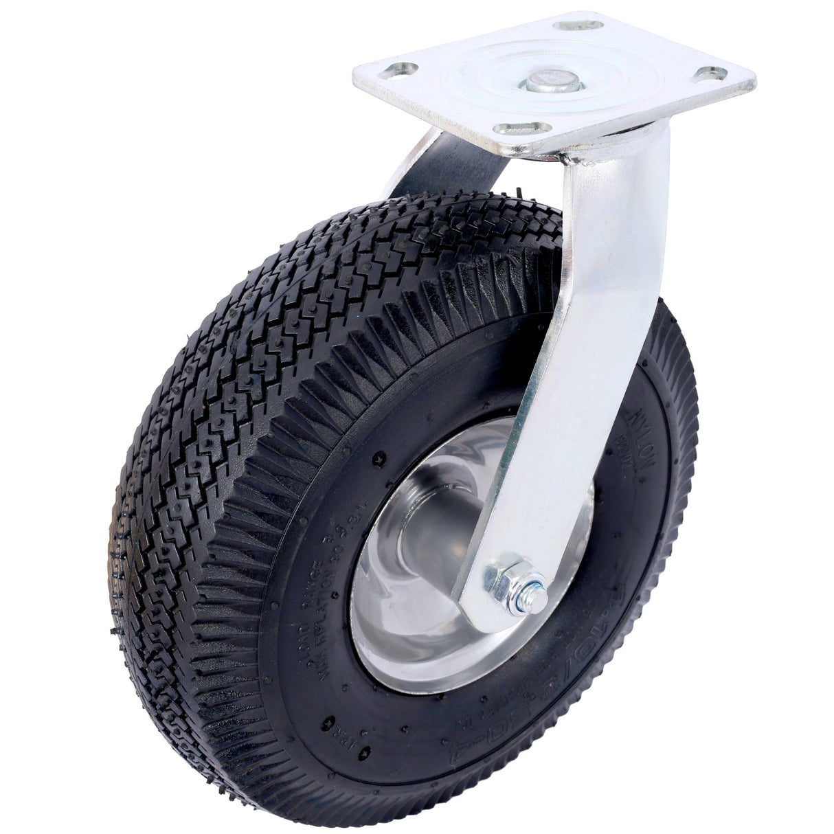 10IN Pneumatic Tire(2PCS Swivel) Caster Wheel Swivel Plate Steel Hub with Ball Bearings 5/8 - Inch Bore Centered Axle Black - Fab Heavy Parts