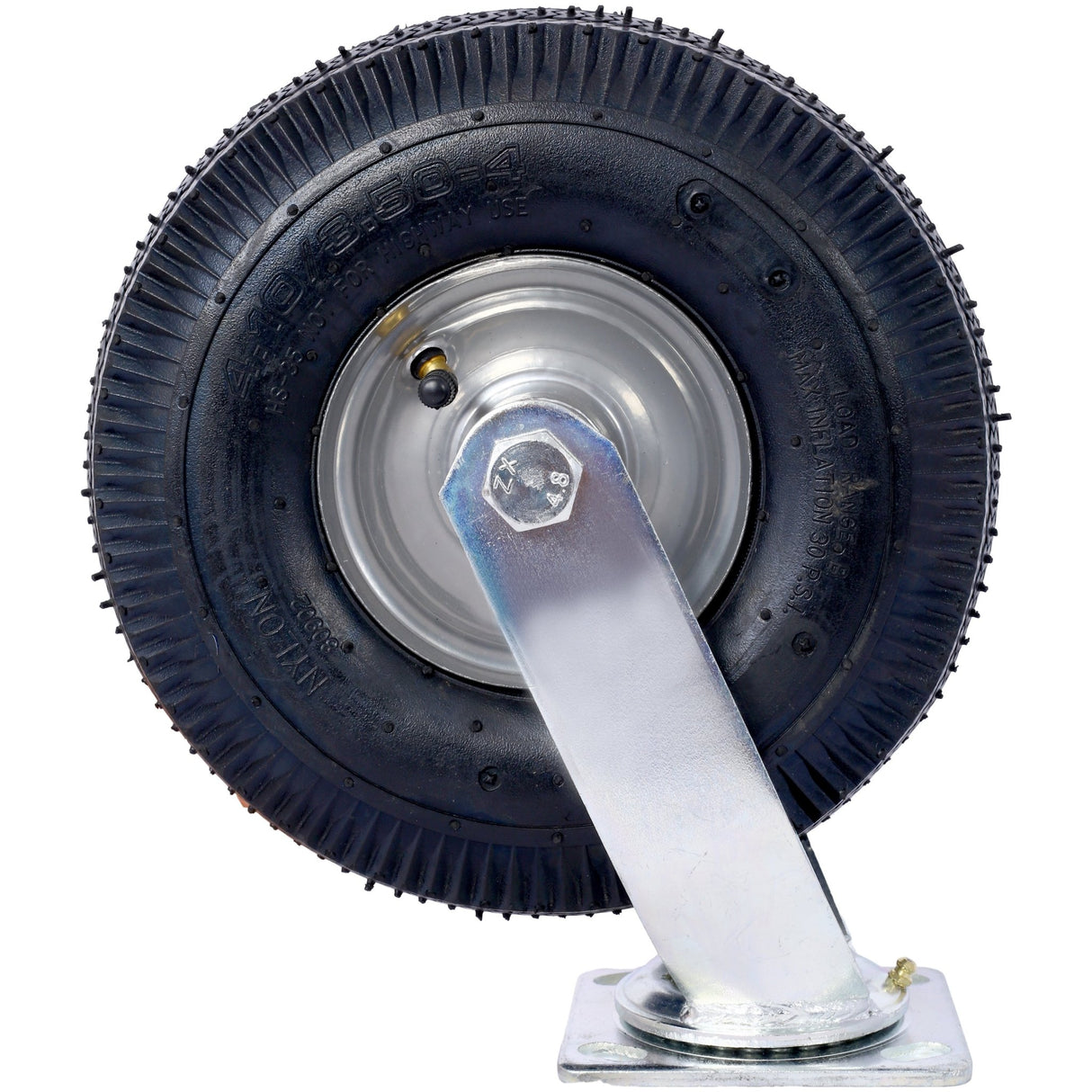 10IN Pneumatic Tire(2PCS Swivel) Caster Wheel Swivel Plate Steel Hub with Ball Bearings 5/8 - Inch Bore Centered Axle Black - Fab Heavy Parts