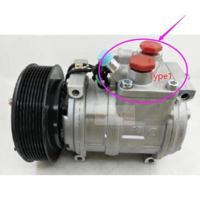 10PA17C A/C Compressor DH400539 Fits for Hitachi Excavator ZX200LC ZX250 Zaxis210F - 3 Zaxis240F - 3 Zaxis290F - 3 - Fab Heavy Parts