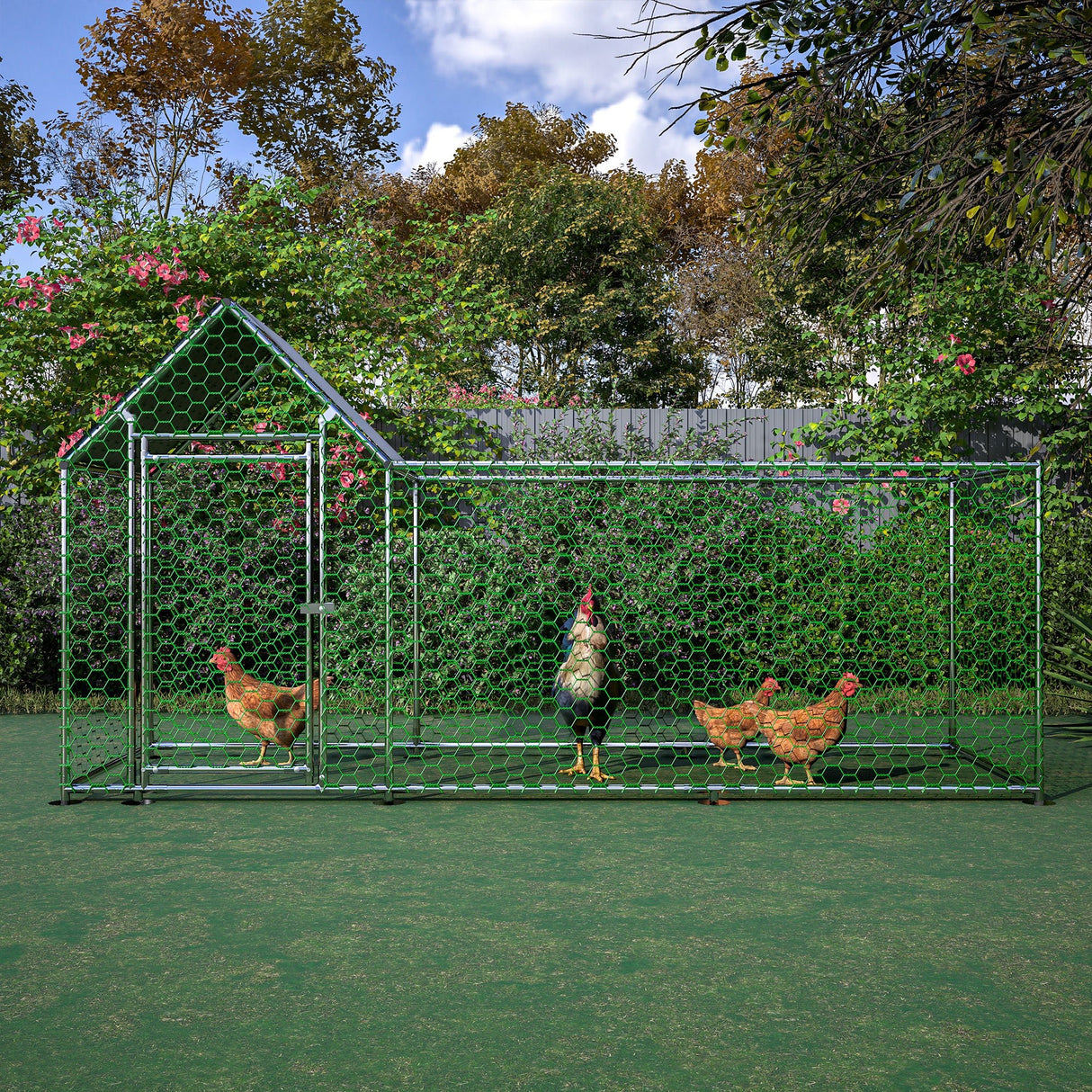 10x3FT Metal Chicken Coop with Cover - Fab Heavy Parts