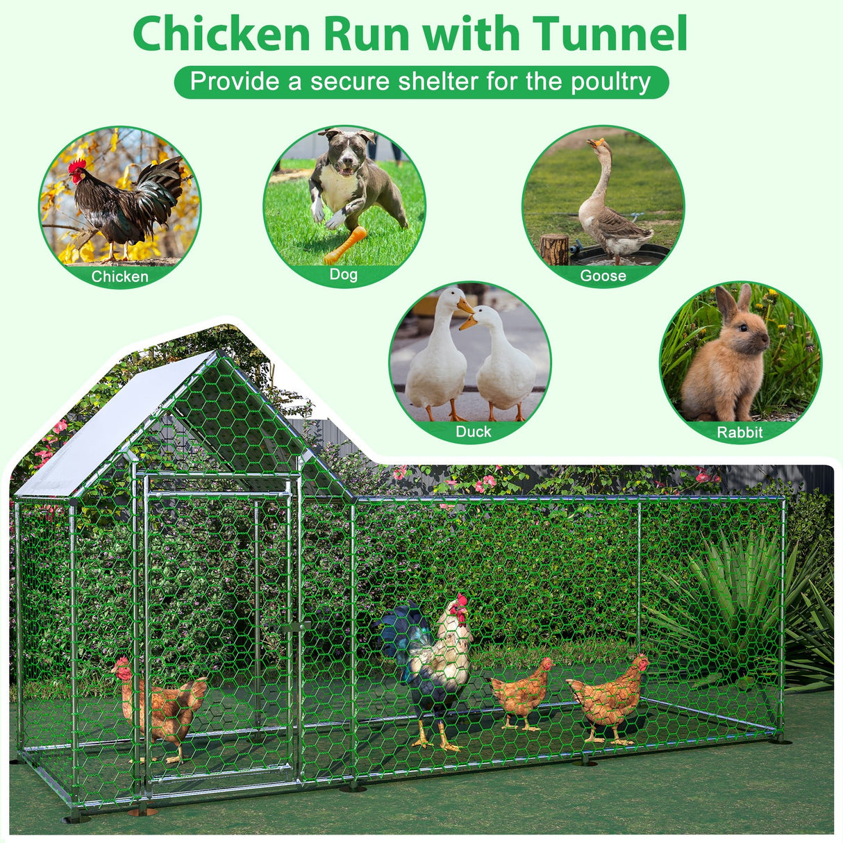 10x3FT Metal Chicken Coop with Cover - Fab Heavy Parts