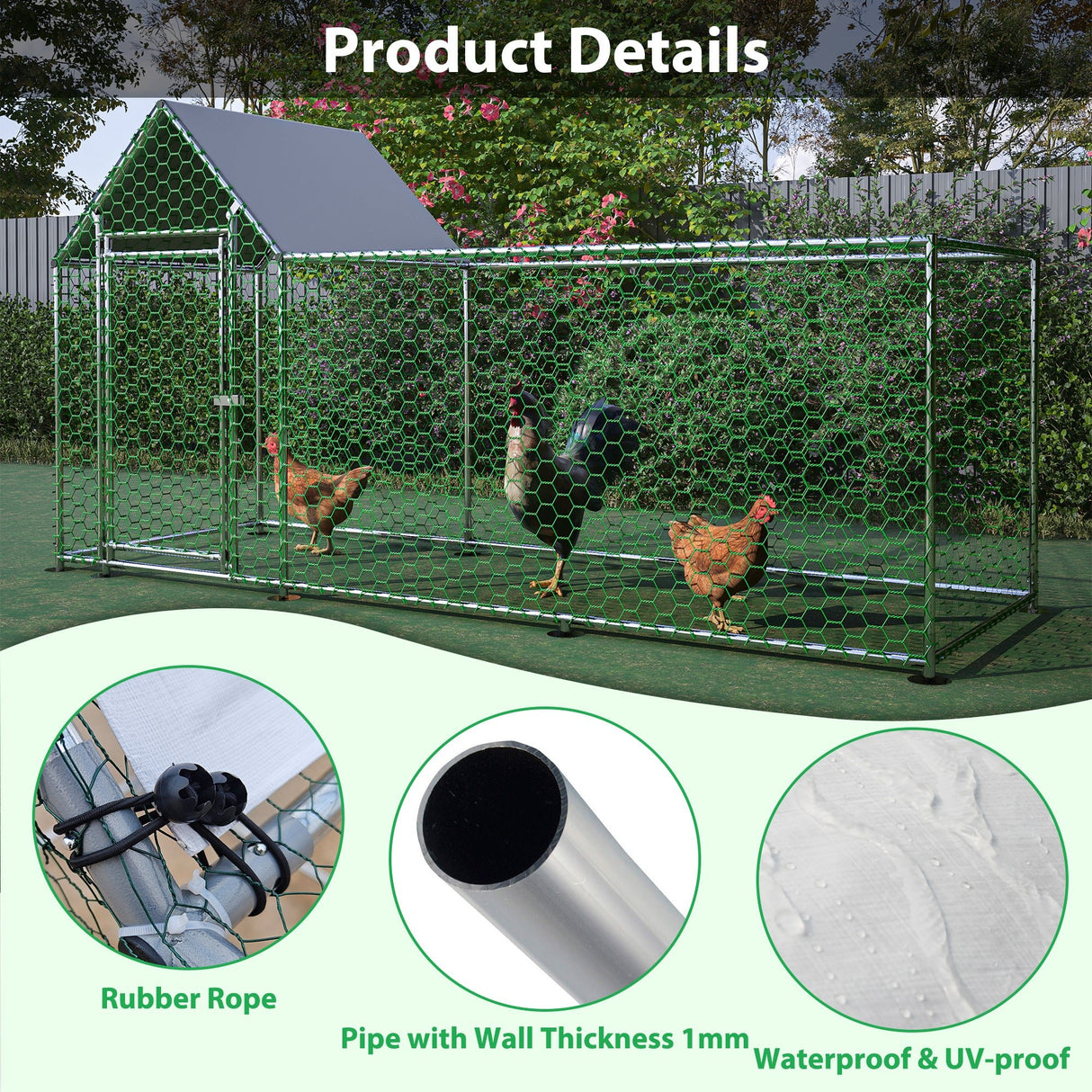 10x3FT Metal Chicken Coop with Cover - Fab Heavy Parts