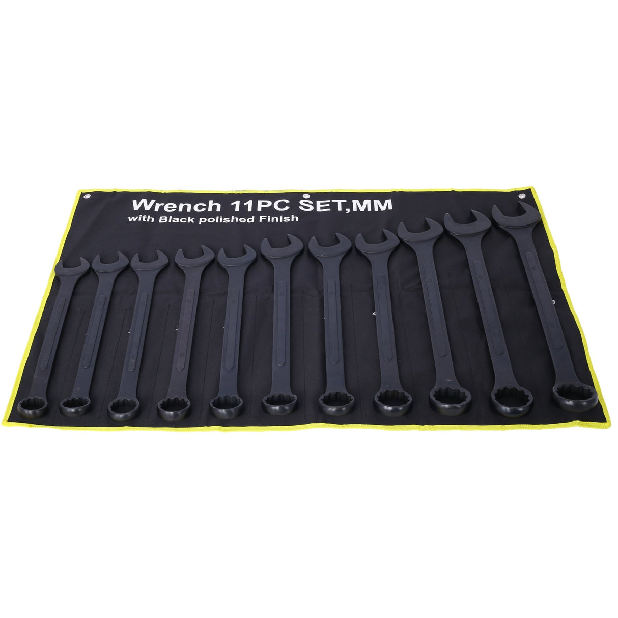 11 Piece Jumbo Combination Wrench Set Metric 1 - 5/16'' to 2'' Black Oxide with Pouch - Fab Heavy Parts
