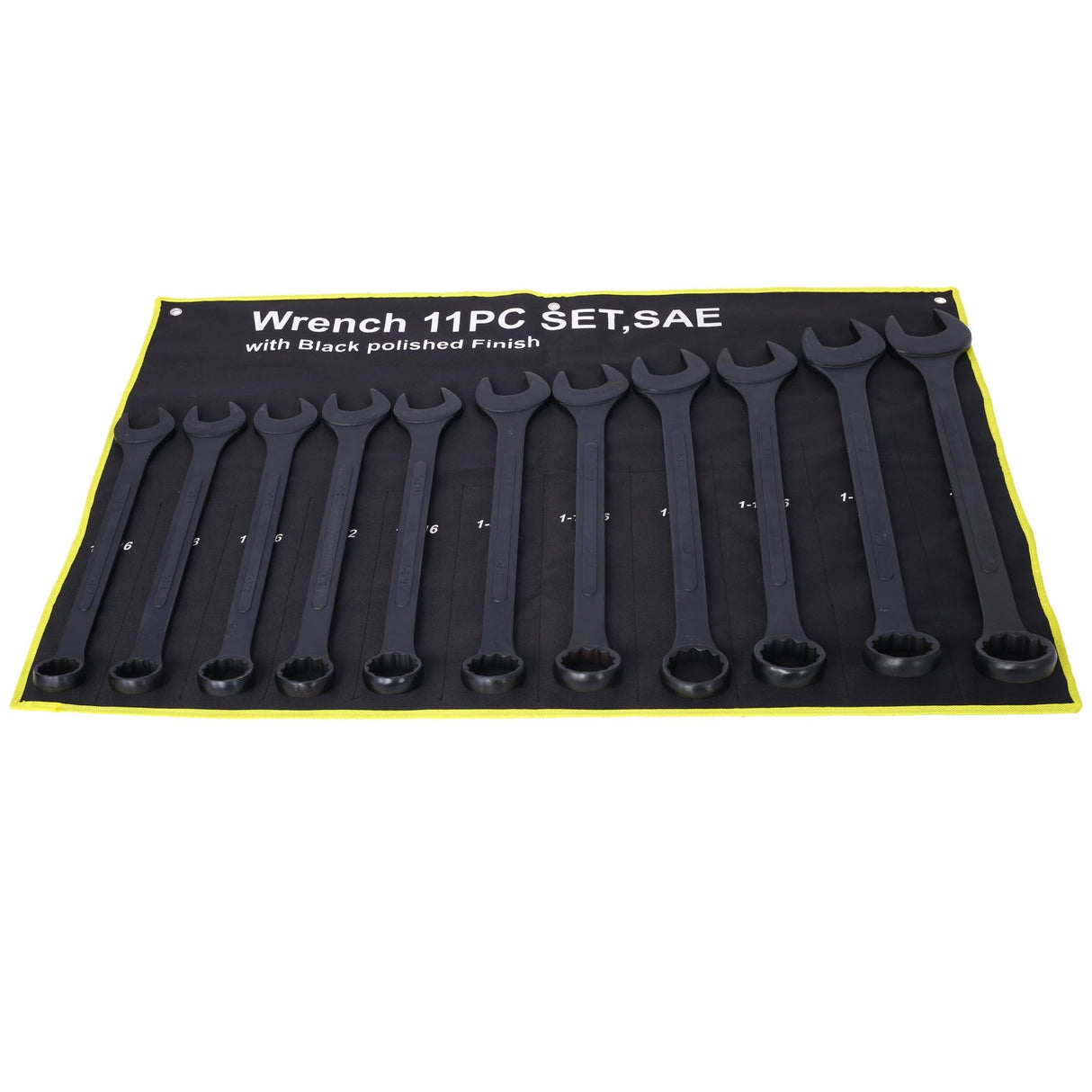 11 Piece Jumbo Combination Wrench Set SAE 1 - 5/16'' to 2'' Black Oxide with Pouch - Fab Heavy Parts