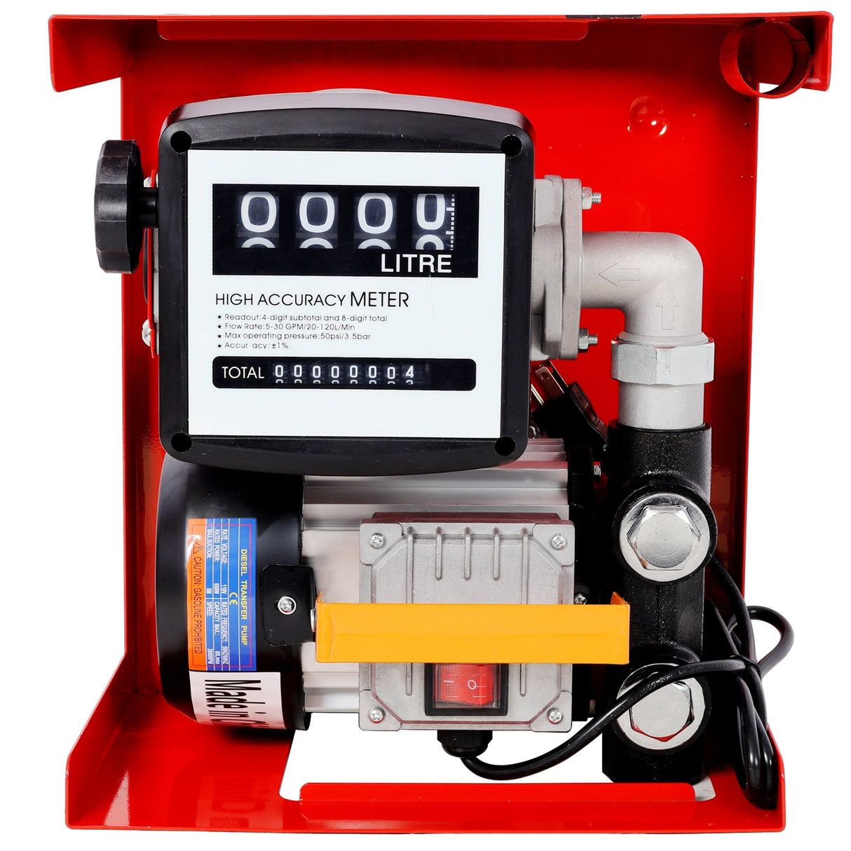 110V Self-Priming Diesel Fuel Transfer Pump Kit with Manual Nozzle Electric Oil Pump with Flow Meter 13FT Hose & Fuel Nozzle Assembly - Fab Heavy Parts