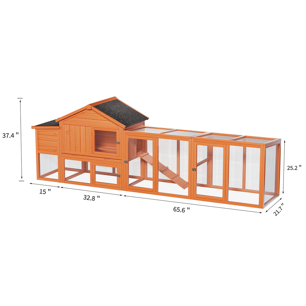 113.5" Large Wooden Chicken Coop with Run Waterproof Roof & Nesting Box Secure Lock Removable Tray Ramp & Perch - Fab Heavy Parts