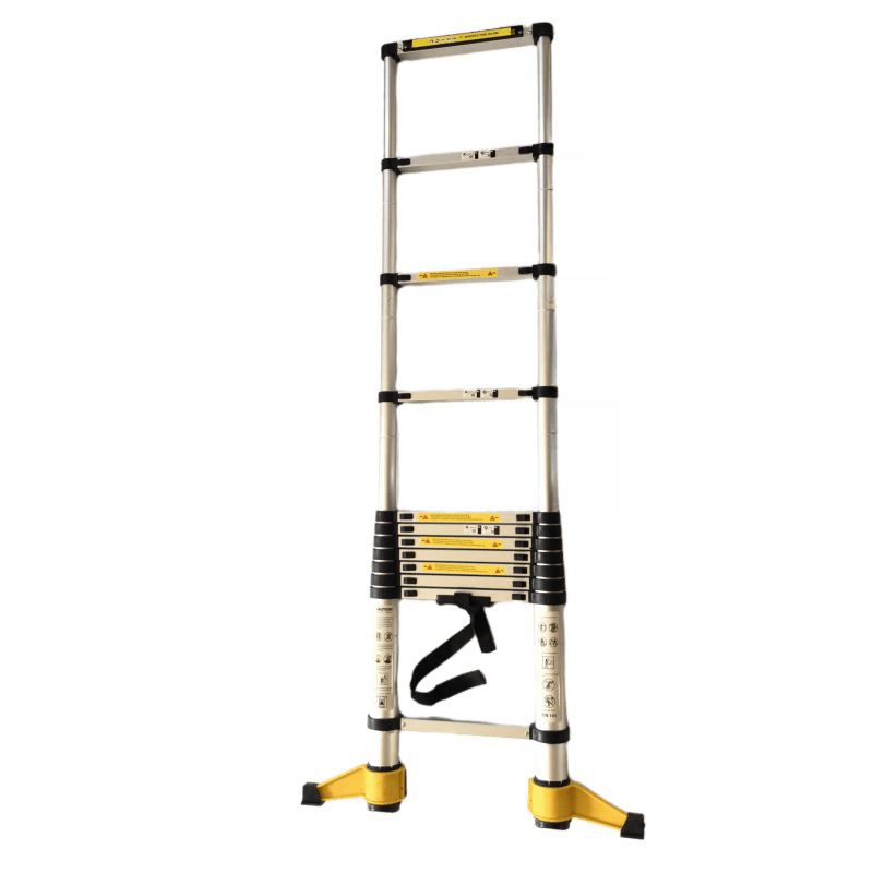 11.5 FT Aluminum Telescoping Ladder 330 Lbs Capacity Equipped with 360 ° Rotatable Stabilizer Bar and Metal Tool Suction Magnetic Strip - Fab Heavy Parts