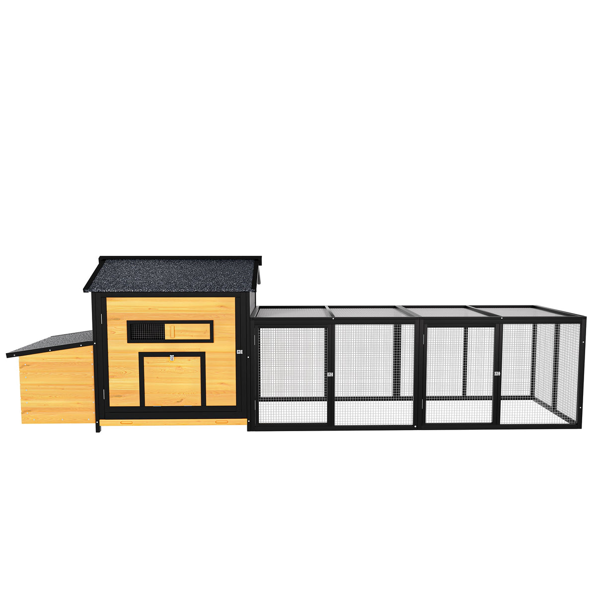 118" Large Wooden Chicken Coop with Nesting Box Leak - Proof Pull - Out Tray Asphalt Roof & Free - Range Doors - Fab Heavy Parts