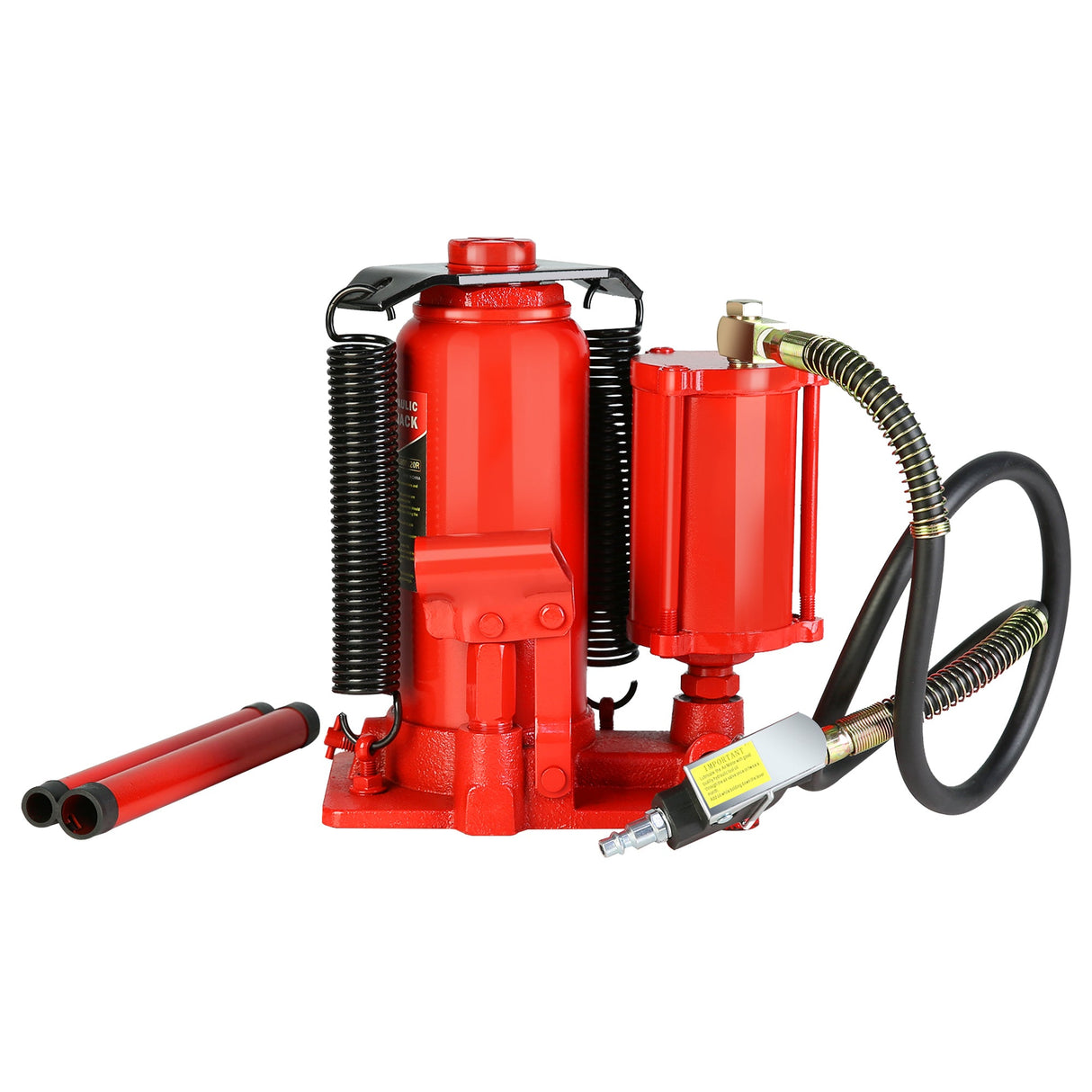 12 Ton Air Hydraulic Bottle Jack All Welded with 2 - Section Long Handle Lifting Range 10.2 - 20.1 Inch - Fab Heavy Parts