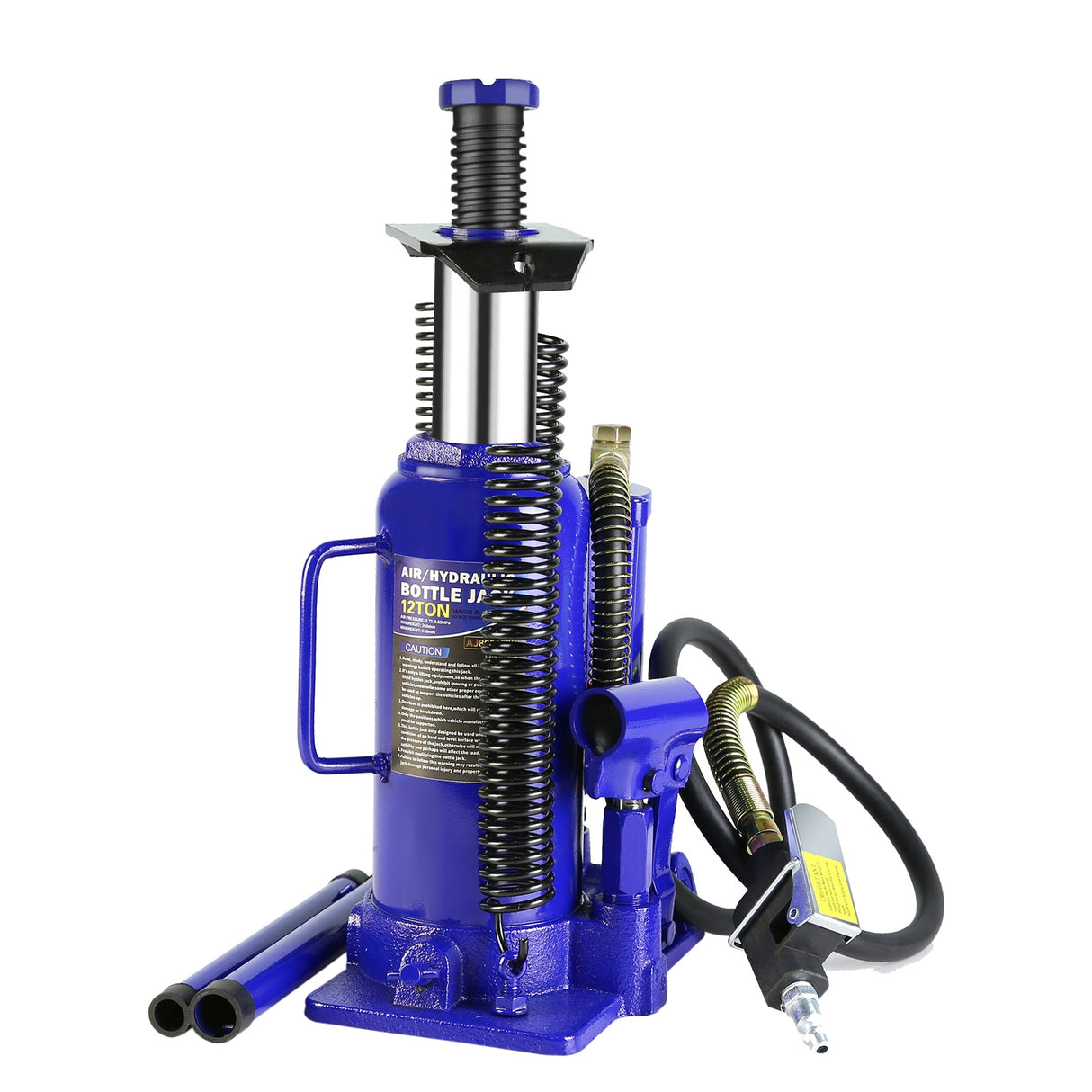 12 Ton Pneumatic Air Hydraulic Bottle Jack with Manual Hand Pump Heavy Duty - Blue - Fab Heavy Parts