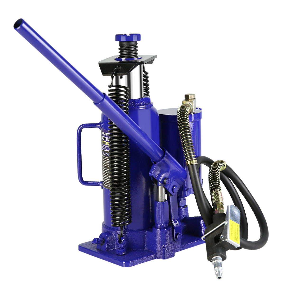 12 Ton Pneumatic Air Hydraulic Bottle Jack with Manual Hand Pump Heavy Duty - Blue - Fab Heavy Parts