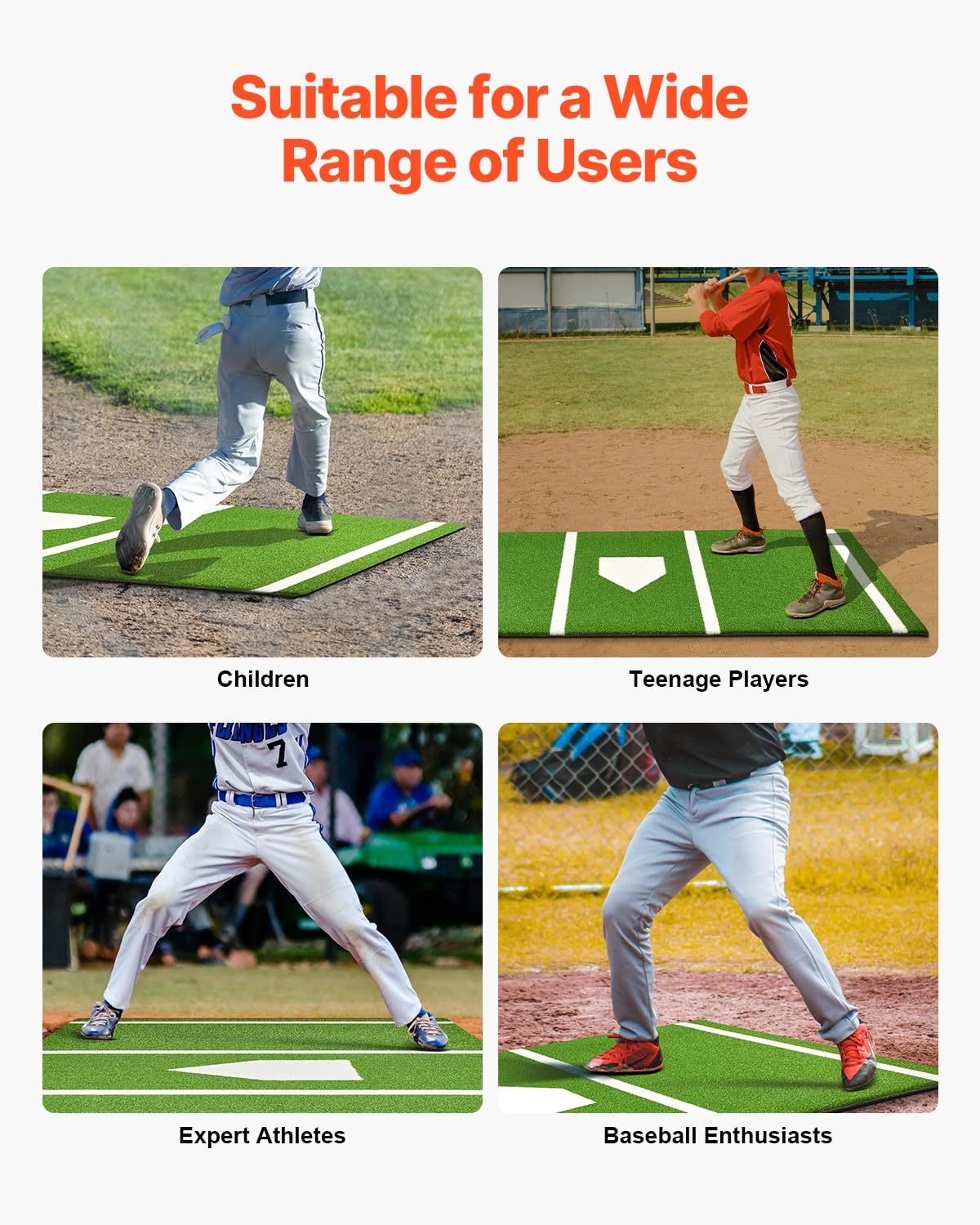 12 x 6 ft Indoor/Outdoor Portable Baseball Softball Hitting Mat Non - slip Rubber Bottom Batting Cage Mat with Home Plate - Green - Fab Heavy Parts