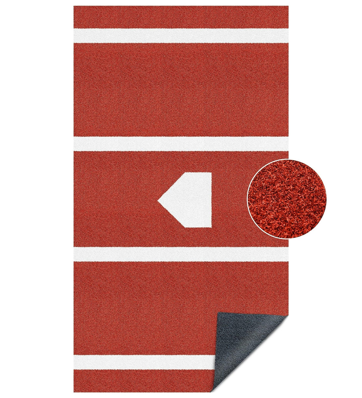 12 x 6 ft Indoor/Outdoor Portable Baseball Softball Hitting Mat Non - slip Rubber Bottom Batting Cage Mat with Home Plate - Red - Fab Heavy Parts