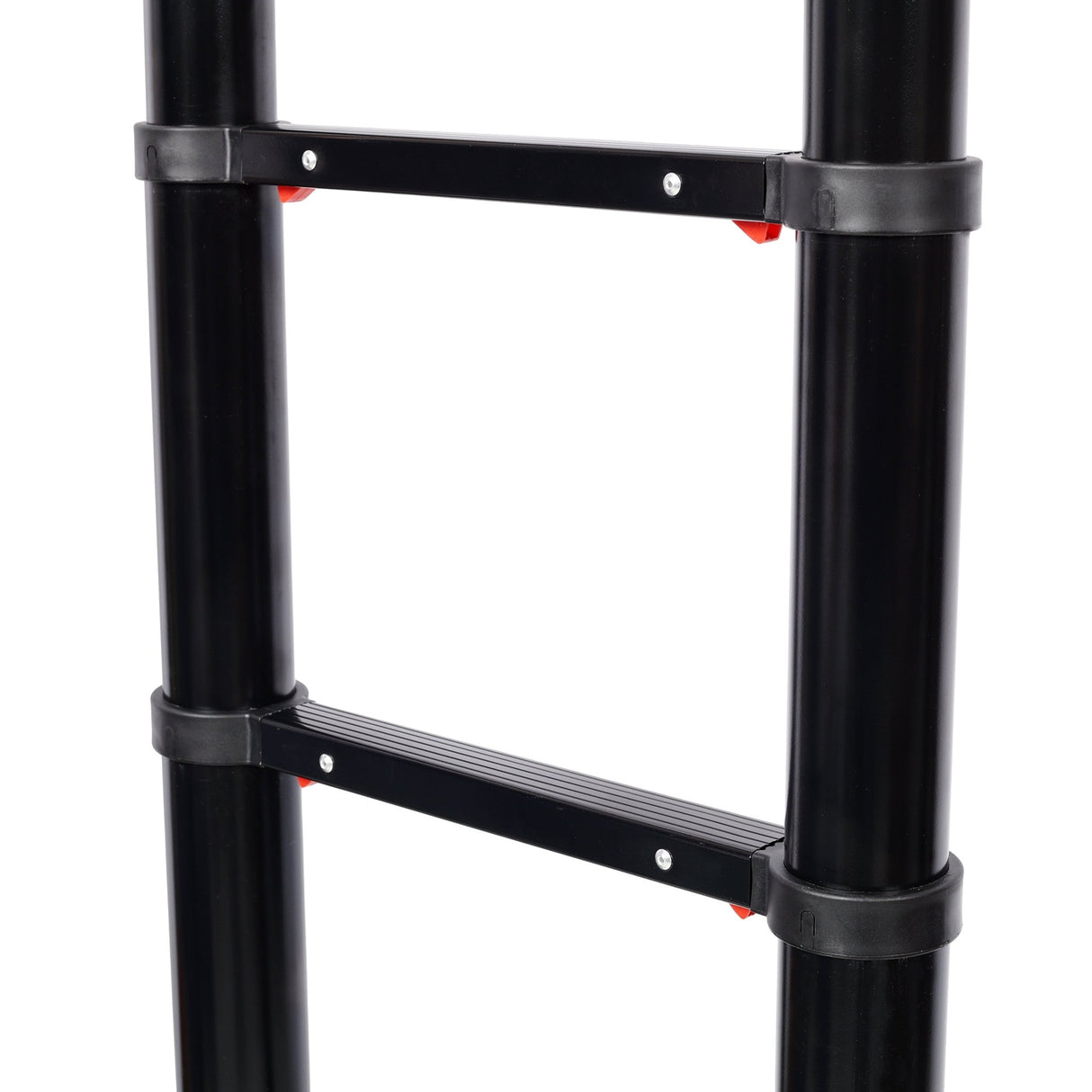 12.5FT Telescopic Ladder Aluminum Ladder with Non - Slip Feet Portable Extension Ladder for Household and Outdoor Working 330lb Capacity - Black - Fab Heavy Parts