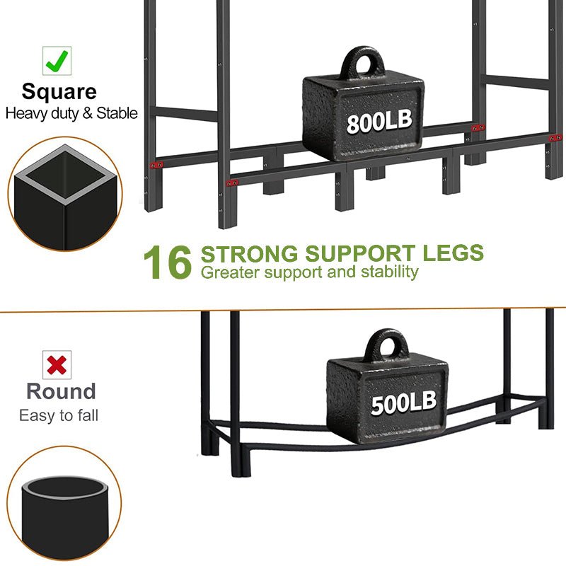 12.7FT Outdoor Firewood Rack with Cover 52x14.2x46.1in, Heavy Duty Firewood Holder & 600D Oxford Waterproof Cover for Fireplace, Patio, Indoor Outdoor - Fab Heavy Parts