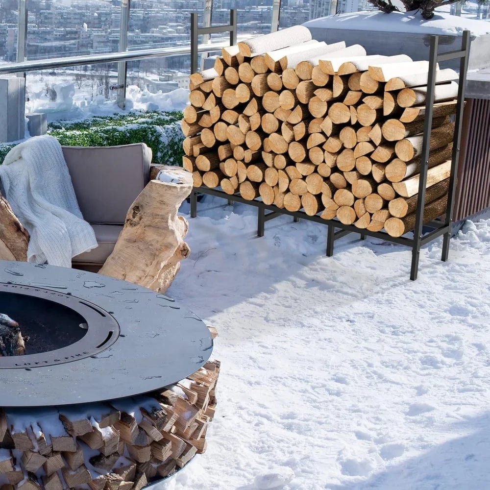12.7FT Outdoor Firewood Rack with Cover 52x14.2x46.1in, Heavy Duty Firewood Holder & 600D Oxford Waterproof Cover for Fireplace, Patio, Indoor Outdoor - Fab Heavy Parts