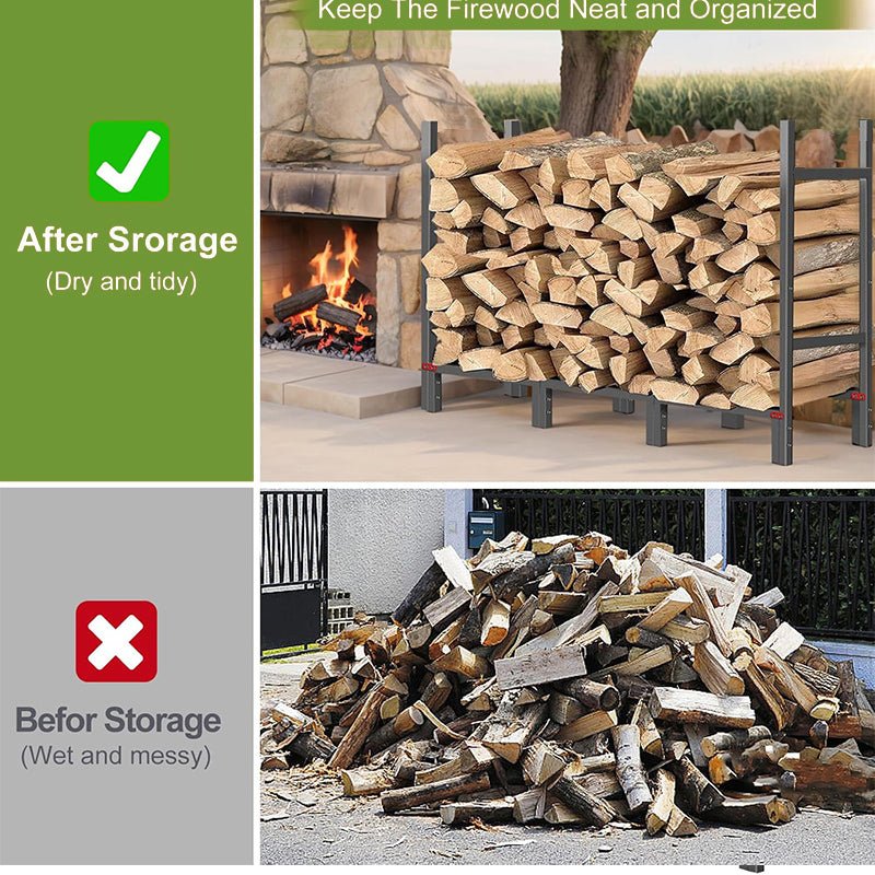 12.7FT Outdoor Firewood Rack with Cover 52x14.2x46.1in, Heavy Duty Firewood Holder & 600D Oxford Waterproof Cover for Fireplace, Patio, Indoor Outdoor - Fab Heavy Parts