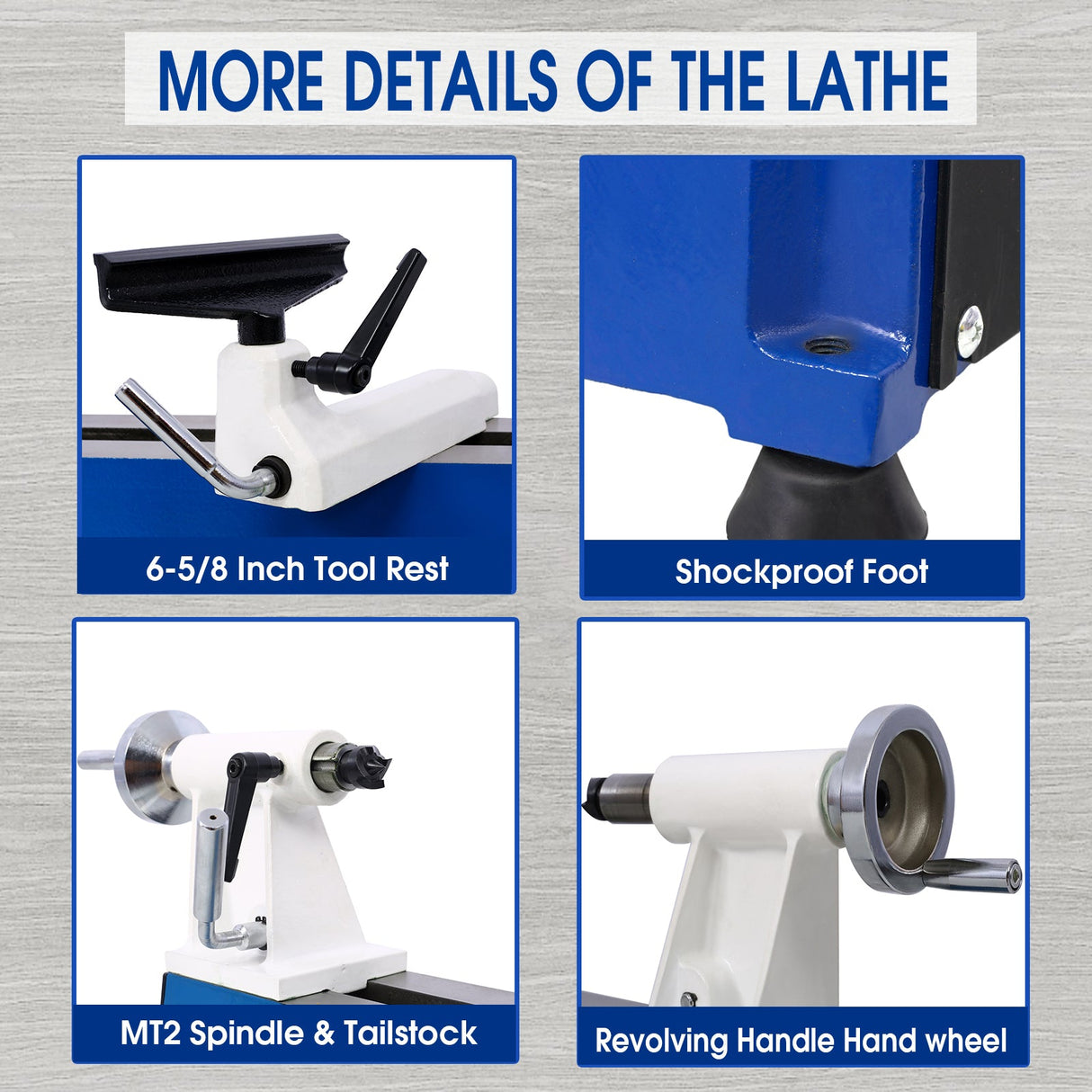1/2HP Multifunctional Power Benchtop Wood Lathe 10' x 18' 5 Variable Speeds 500/750/1150/1800/3200RPM - Fab Heavy Parts
