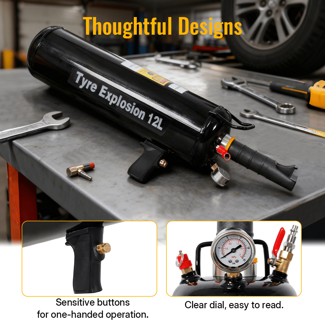 12L/3.2 Gallon Tire Bead Seater Tire Blaster Portable Tire Inflator Tool Handheld Bead Bazooka Operating Pressure - Fab Heavy Parts