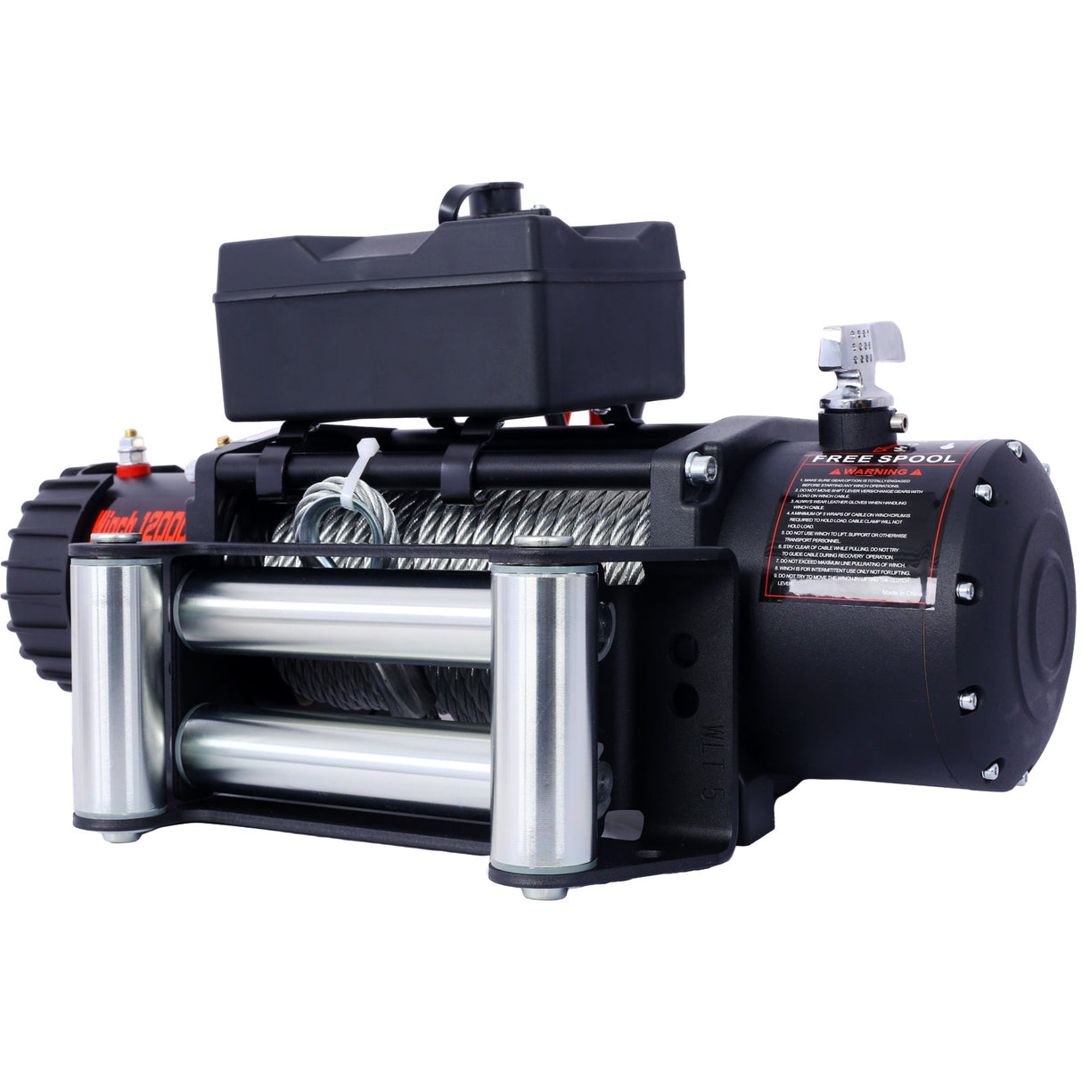 12V 12000LB Electric Winch Towing Trailer Steel Cable Off Road Waterproof Wire Cable - Fab Heavy Parts