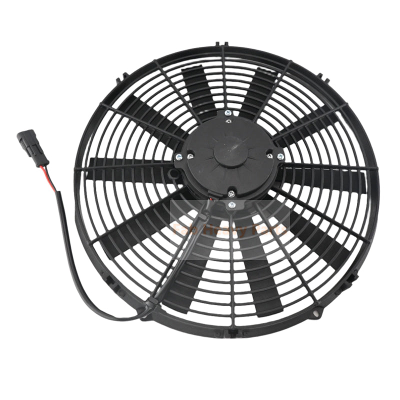 12V 14" Aftermarket 30101509 VA08-AP51/C-23A Medium Profile Electric Puller Fan for Excavator Bulldozer Loader Roller Crane Truck Trailer