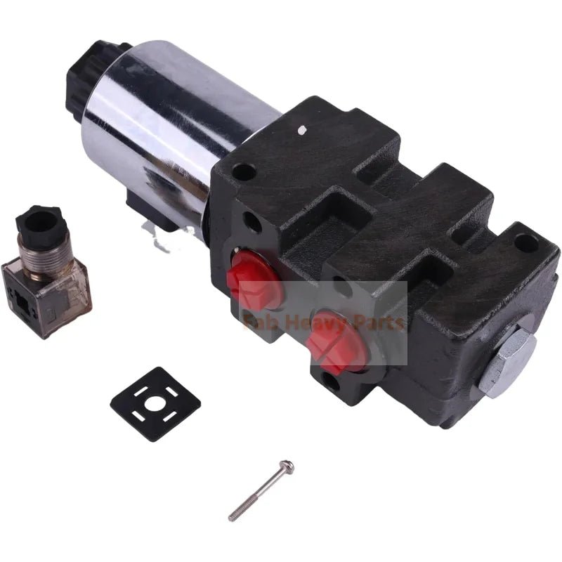 12V 24GPM Hydraulic Multiplier Selector Diverter Solenoid Valve DV90 - 08S Fits for Double/Single Acting Cylinders 6 Ports with 8 SAE (3/4” - 16) - Fab Heavy Parts