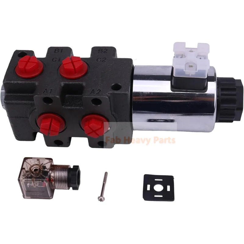 12V 24GPM Hydraulic Multiplier Selector Diverter Solenoid Valve DV90 - 08S Fits for Double/Single Acting Cylinders 6 Ports with 8 SAE (3/4” - 16) - Fab Heavy Parts