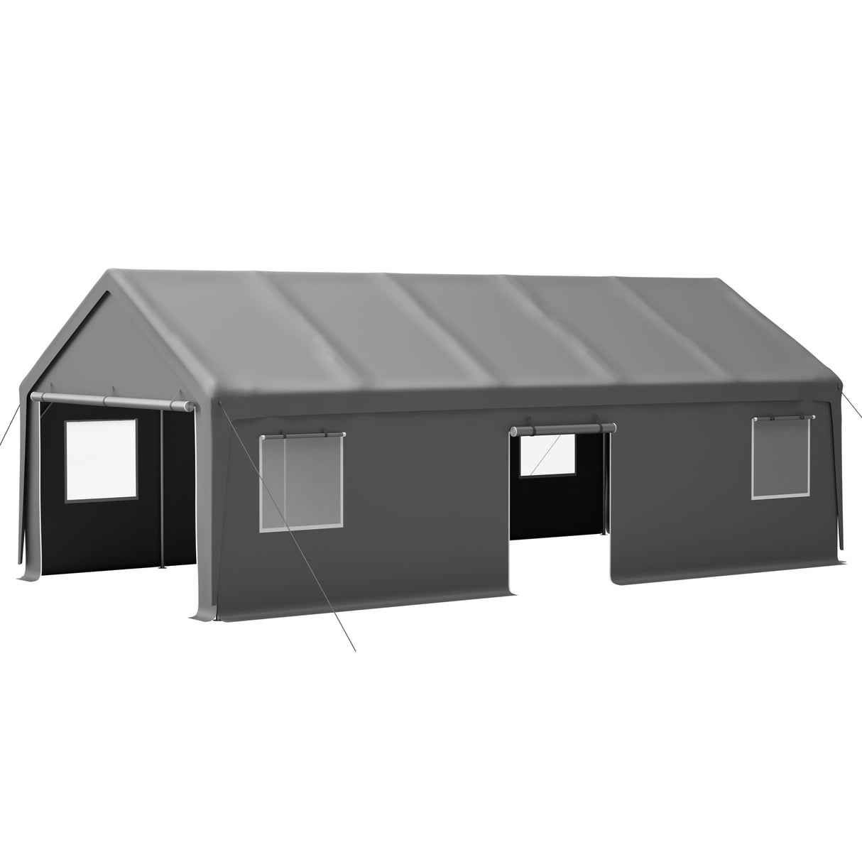 13x26 FT Heavy Duty Carport Canopy with 2 Roll - Up Doors + 1 Side Door Removable End Walls & Windows All - Weather Portable Garage Shelter for Car, Truck, Boat, Vehicle - Fab Heavy Parts