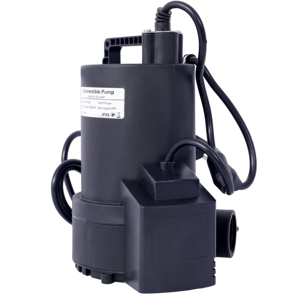 1/4 HP Automatic Swimming Pool Cover Pump 120 V Submersible with 3/4 Check Valve Adapter1850 GPH Water Removal - Fab Heavy Parts